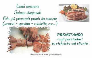 Ghibli Design - Biglietto personalizzabile,  #1479 - indietro - arrosto, bovina, bovino, carne, hamburger, macelleria, macellerie, mucca, ovina, pascolo, polleria, rosso, salumeria, salumerie, suina, verde