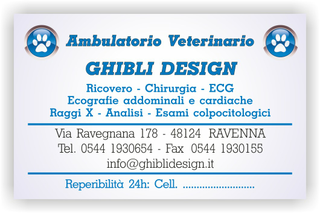 Ghibli Design - Biglietto personalizzabile,  #1544 - fronte - ambulatorio, animali, azzurro, blu, cuccioli, impronta, studio, veterinario, lilla