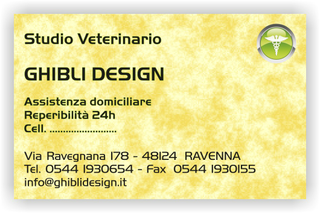 Ghibli Design - Biglietto personalizzabile,  #1556 - fronte - ambulatorio studio veterinario cura animali cuccioli beige giallo