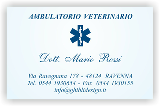 Ghibli Design - Biglietto personalizzabile,  #1563 - fronte - ambulatorio, animali, azzurro, blu, cuccioli, cura, semplice, studio, veterinario