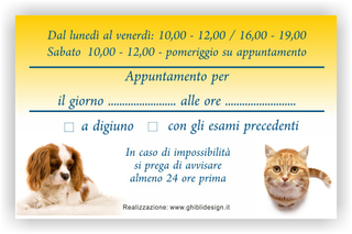 Ghibli Design - Biglietto personalizzabile,  #1567 - indietro - ambulatorio studio veterinario cura animali cuccioli cane labrador retriever giallo arancione