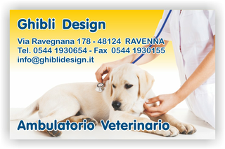 Ghibli Design - Biglietto personalizzabile,  #1567 - fronte - ambulatorio studio veterinario cura animali cuccioli cane labrador retriever giallo arancione