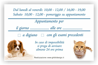 Ghibli Design - Biglietto personalizzabile,  #1570 - indietro - ambulatorio, animali, azzurro, blu, cane, cuccioli, cura, gatto, labrador, studio, veterinario