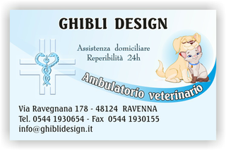 Ghibli Design - Biglietto personalizzabile,  #1579 - fronte - 3349, 1579, ambulatorio, animali, azzurro, cane, catalogo, cuccioli, cura, disegno, gatto, studio, veterinario
