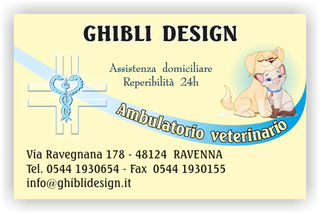 Ghibli Design - Biglietto personalizzabile,  #1581 - fronte - ambulatorio studio veterinario cura cuccioli animali cane gatto disegno giallo giallino
