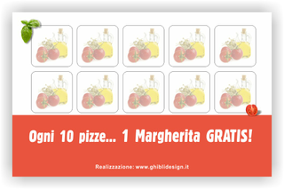 Ghibli Design - Biglietto personalizzabile,  #1601 - indietro - pizza capricciosa spicchio pizzeria ristorante rosso salmone arancione rosa
