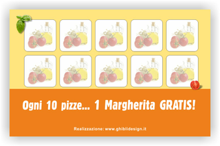 Ghibli Design - Biglietto personalizzabile,  #1603 - indietro - pizza capricciosa spicchio pizzeria ristorante giallo arancione rosso
