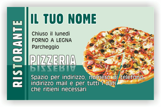 Ghibli Design - Biglietto personalizzabile,  #1604 - fronte - pizza capricciosa spicchio pizzeria ristorante verde