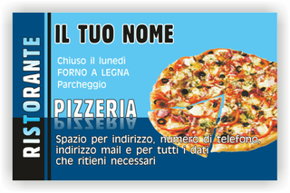 Ghibli Design - Biglietto personalizzabile,  #1605 - fronte - pizza capricciosa spicchio pizzeria ristorante blu azzurro