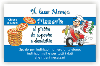 Ghibli Design - Biglietto personalizzabile,  #1606 - fronte - 3271, 1606, pizza da asporto, pizzeria, speedy, a domicilio, scooter, blu, azzurro, bianco,