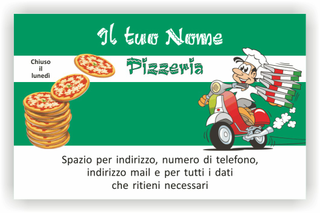 Ghibli Design - Biglietto personalizzabile,  #1609 - fronte - 3271, asporto, bianco, catalogo, da, domicilio, pizza, pizzeria, scooter, speedy, verde