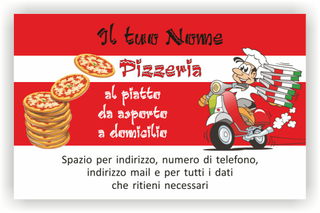 Ghibli Design - Biglietto personalizzabile,  #1610 - fronte - pizza da asporto pizzeria speedy a domicilio scooter  rosso