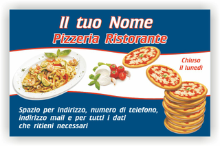 Ghibli Design - Biglietto personalizzabile,  #1613 - fronte - pizza pizzeria ristorante mozzarella pomodori tagliatelle tagliolini primo piatto