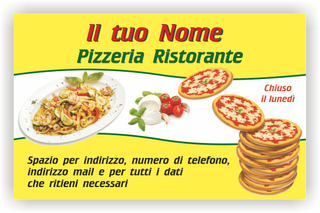 Ghibli Design - Biglietto personalizzabile,  #1614 - fronte - catalogo, mozzarella, piatto, pizza, pizzeria, pomodori, primo, ristorante, tagliatelle, tagliolini