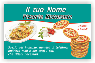 Ghibli Design - Biglietto personalizzabile,  #1615 - fronte - pizza pizzeria ristorante mozzarella pomodori tagliatelle tagliolini primo piatto