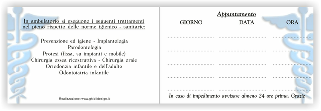 Ghibli Design - Biglietto pieghevole,  #1792 - ambulatorio, caduceo, catalogo, croce, dentista, dentistico, medico, odontoiatra, odontoiatrico, studio