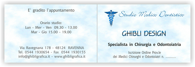 Ghibli Design - Biglietto pieghevole,  #1793 - studio dentistico odontoiatrico dentista odontoiatra medico croce caduceo ambulatorio