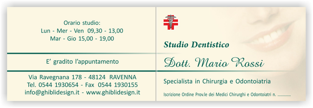 Ghibli Design - Biglietto pieghevole,  #1810 - studio dentistico odontoiatrico dentista odontoiatra denti bianchi bel sorriso ragazza volto donna bocca croce caduceo