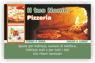 Ghibli Design - Biglietto personalizzabile,  #1830 - fronte - pizza pizzeria ristorante forno legna mozzarella pomodoro pomodori margherita fuoco verde