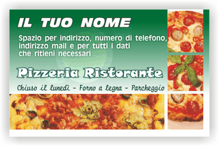 Ghibli Design - Biglietto personalizzabile,  #1853 - fronte - 3295, 1853, pizza, pizzeria, ristorante, capricciosa, wurstel, verde, bianco,