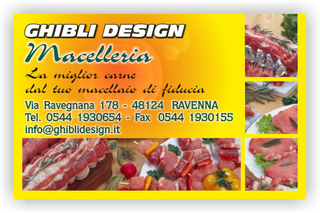 Ghibli Design - Biglietto personalizzabile,  #1890 - fronte - 3373, 1890, affettati, arrosto, bistecca, bovina, carne, fiorentina, giallo, macelleria, ovina, piatti, polleria, pronti, salumeria, salumi, spiedini, suina