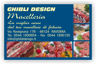 Ghibli Design - Biglietto personalizzabile,  #1895 - fronte - affettati, arrosto, azzurro, bistecca, blu, bovina, carne, fiorentina, macelleria, ovina, piatti, polleria, pronti, salumeria, salumi, spiedini, suina