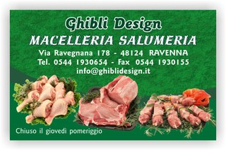 Ghibli Design - Biglietto personalizzabile,  #1898 - fronte - 3374, 1898, arrosto, bistecca, bovina, carne, catalogo, cosciotti, cruda, fresca, macelleria, ovina, pollame, polleria, pollo, salumeria, salumi, spiedini, suina, verde