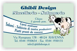 Ghibli Design - Biglietto personalizzabile,  #1911 - fronte - bovina, carne, cruda, disegno, fresca, macelleria, maiale, manzo, mucca, ovina, polleria, pollo, salumeria, suina, verde