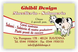 Ghibli Design - Biglietto personalizzabile,  #1917 - fronte - bovina, carne, cruda, disegno, fresca, macelleria, maiale, manzo, mucca, ovina, polleria, pollo, salumeria, suina, verde
