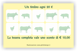 Ghibli Design - Biglietto personalizzabile,  #1920 - indietro - bovina, carne, giallo, macellaio, macelleria, macellerie, maiale, manzo, mucca, ovina, pollame, polleria, pollo, salumeria, salumerie, salumiere, suina, verde