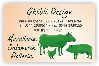 Ghibli Design - Biglietto personalizzabile,  #1921 - fronte - bovina, carne, macellaio, macelleria, macellerie, maiale, manzo, mucca, ovina, pollame, polleria, pollo, salumeria, salumerie, salumiere, suina, verde