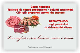 Ghibli Design - Biglietto personalizzabile,  #2066 - indietro - 3380, 2066, macelleria, macellaio, carne, carni, bovina, ovina, suina, pollame, polleria, rosso,