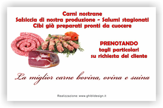Ghibli Design - Biglietto personalizzabile,  #2067 - indietro - bovina, carne, carni, catalogo, macellaio, macelleria, ovina, pollame, polleria, rosso, suina