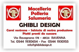 Ghibli Design - Biglietto personalizzabile,  #2067 - fronte - bovina, carne, carni, catalogo, macellaio, macelleria, ovina, pollame, polleria, rosso, suina