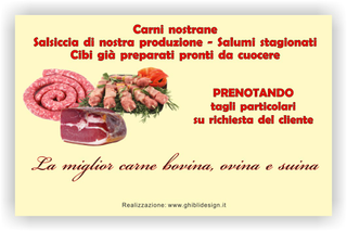 Ghibli Design - Biglietto personalizzabile,  #2068 - indietro - macelleria macellaio carne carni bovina ovina suina  pollame polleria rosso giallino