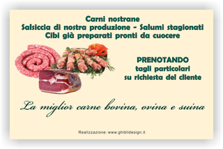 Ghibli Design - Biglietto personalizzabile,  #2069 - indietro - macelleria macellaio carne carni bovina ovina suina  pollame polleria giallino verde