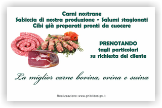 Ghibli Design - Biglietto personalizzabile,  #2070 - indietro - macelleria macellaio carne carni bovina ovina suina  pollame polleria verde