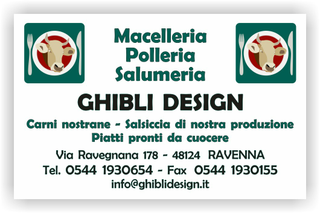 Ghibli Design - Biglietto personalizzabile,  #2070 - fronte - macelleria macellaio carne carni bovina ovina suina  pollame polleria verde