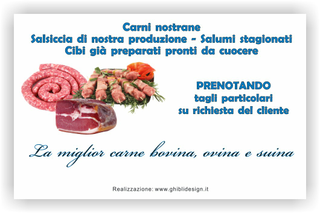 Ghibli Design - Biglietto personalizzabile,  #2071 - indietro - macelleria macellaio carne carni bovina ovina suina  pollame polleria blu