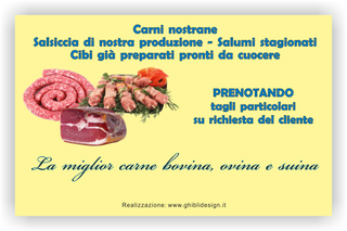 Ghibli Design - Biglietto personalizzabile,  #2072 - indietro - macelleria macellaio carne carni bovina ovina suina  pollame polleria blu giallo