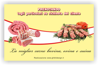 Ghibli Design - Biglietto personalizzabile,  #2076 - indietro - macelleria salumeria polleria carni carne pollame mucca bovina ovina suina giallo