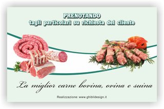 Ghibli Design - Biglietto personalizzabile,  #2077 - indietro - macelleria salumeria polleria carni carne pollame mucca bovina ovina suina bianco