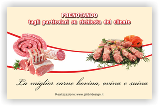 Ghibli Design - Biglietto personalizzabile,  #2078 - indietro - macelleria salumeria polleria carni carne pollame mucca bovina ovina suina giallino