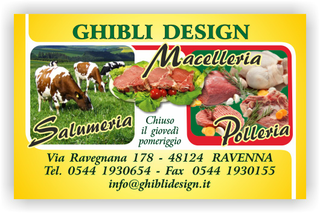 Ghibli Design - Biglietto personalizzabile,  #2079 - fronte - 3382, 2079, macelleria macellaio polleria salumeria salumi pollame carne carni mucche mucca pollo bistecca bovina ovina suina giallo