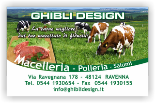 Ghibli Design - Biglietto personalizzabile,  #2091 - fronte - 3384, 2091, macelleria macellaio carne carni bistecca mucche mucca pascolo bovina ovina suina verde