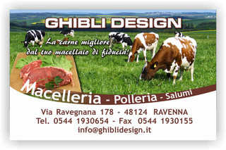 Ghibli Design - Biglietto personalizzabile,  #2096 - fronte - macelleria macellaio carne carni bistecca mucche mucca pascolo bovina ovina suina marrone