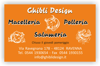 Ghibli Design - Biglietto personalizzabile,  #2113 - fronte - 3387, 2113, macelleria macellaio polleria salumeria carne carni arancione