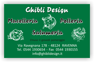 Ghibli Design - Biglietto personalizzabile,  #2115 - fronte - carne, carni, catalogo, macellaio, macelleria, polleria, salumeria, verde