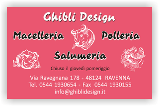 Ghibli Design - Biglietto personalizzabile,  #2116 - fronte - macelleria macellaio polleria salumeria carne carni rosa