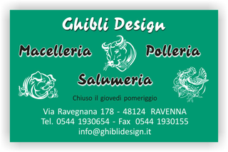 Ghibli Design - Biglietto personalizzabile,  #2118 - fronte - macelleria macellaio polleria salumeria carne carni verde